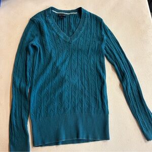Y2K Tommy Hilfiger Teal V-Neck Sweater - Size Small